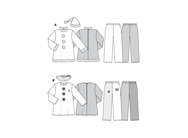 Burda 2466 - Julenisse- og klassisk klovnekostyme