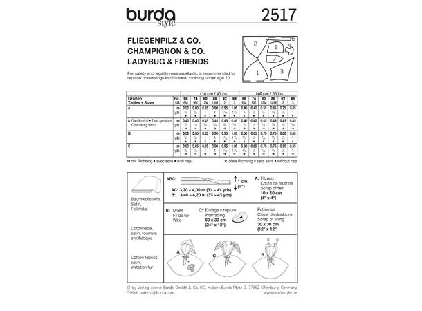 Burda 2517 - Kostyme, marihøne og venner