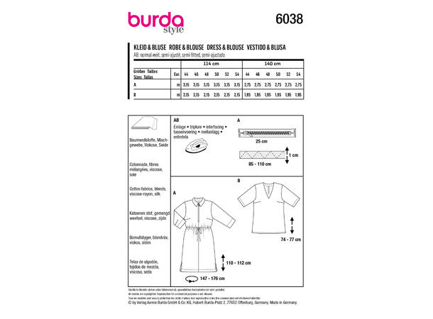 Burda 6038 - Kjole og bluse
