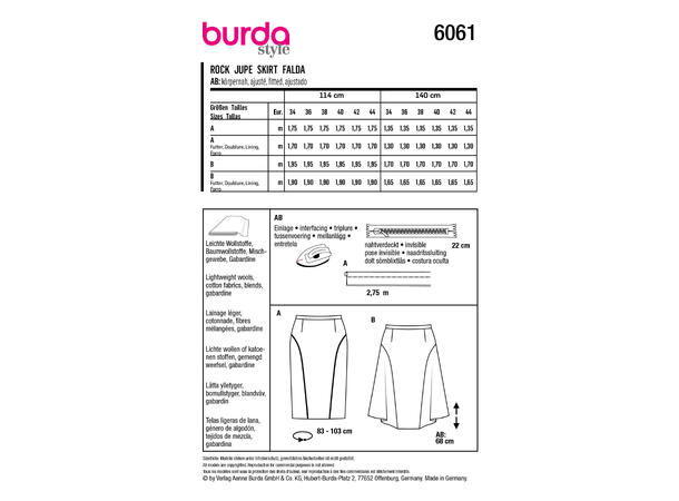 Burda 6061, skjørt