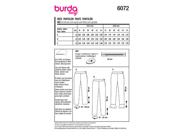 Burda 6072, Bukse
