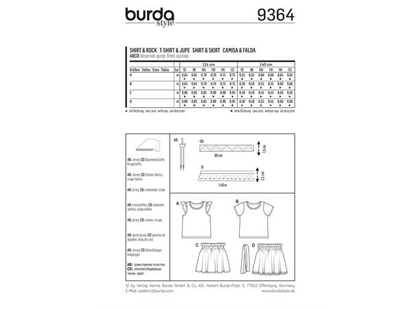 Burda 9364 - Topp og skjørt