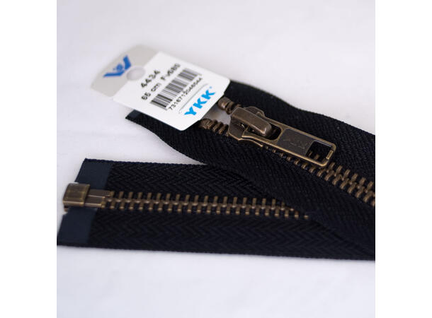 Delbar metallglidelås, antikk messing