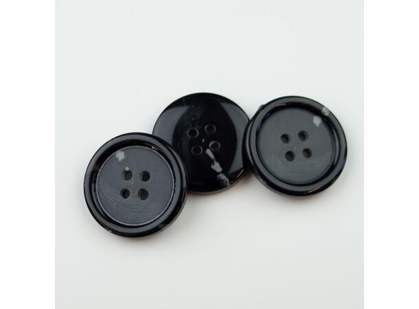 Marmorert knapp Blank Svart 28mm