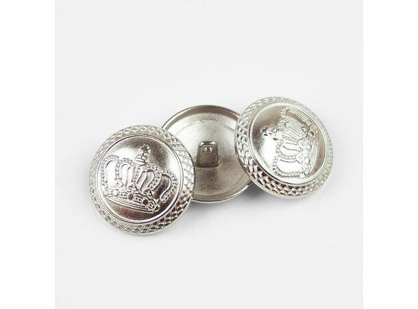 Metallknapp, Krone Sølv 25mm