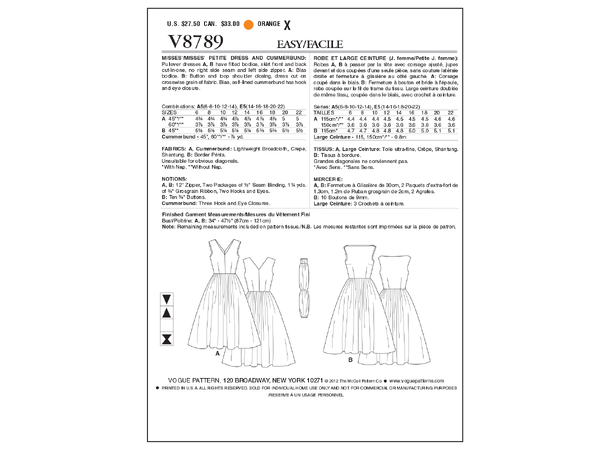 Vogue 8789 - Vintage kjole.