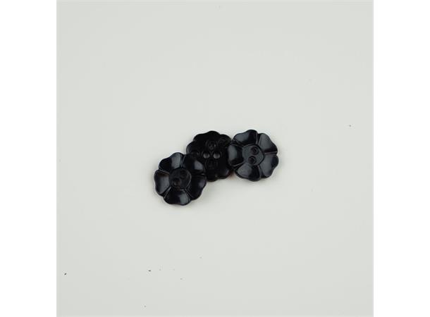 Blomsterknapp, sort 13 mm