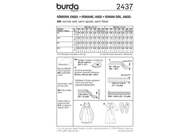 Burda 2437 - Romersk jente og engel kostyme