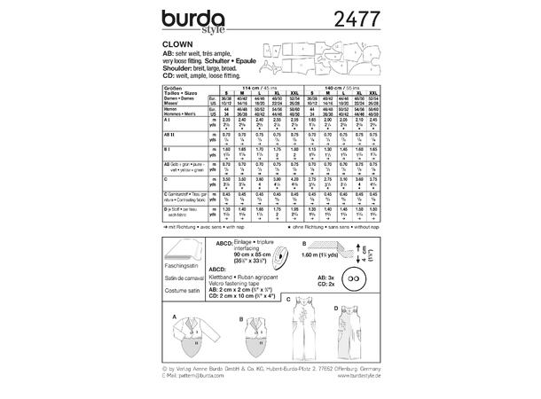 Burda 2477 - Klovnekostyme