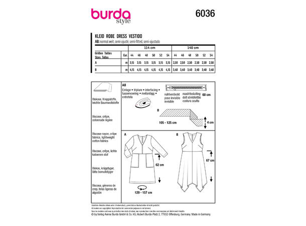 Burda 6036 - Kjoler