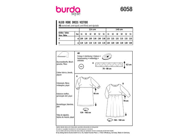 Burda 6058, Kjole