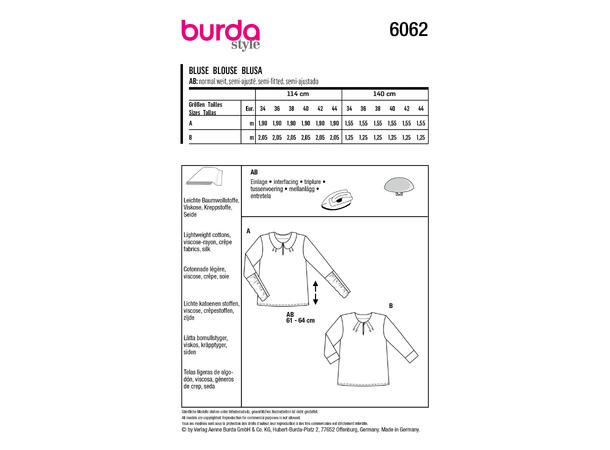 Burda 6062, Bluse