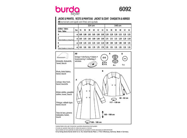 Burda 6092, Jakke og kåpe