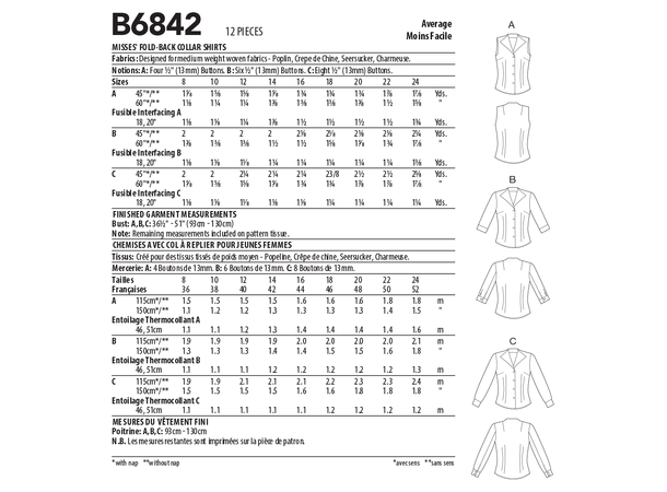 Butterick 6842, skjorte