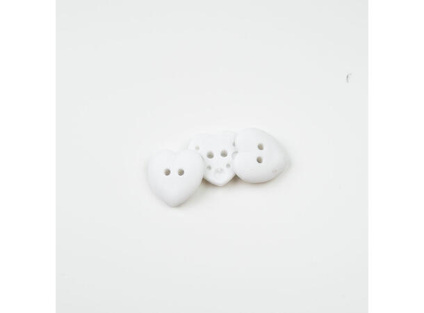 Hjerteformet knapp, hvit 15mm