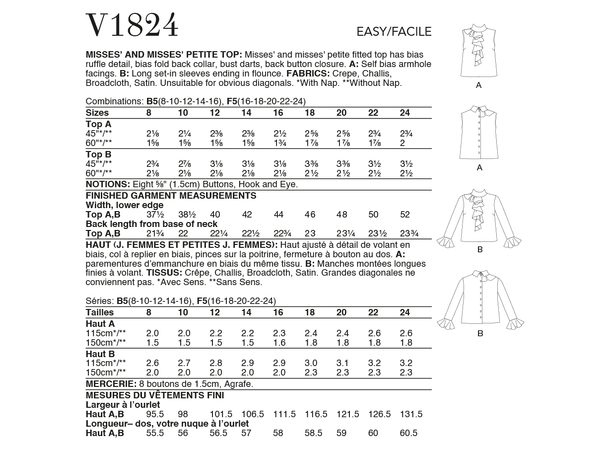 Vogue 1824 - Bluse og topp.