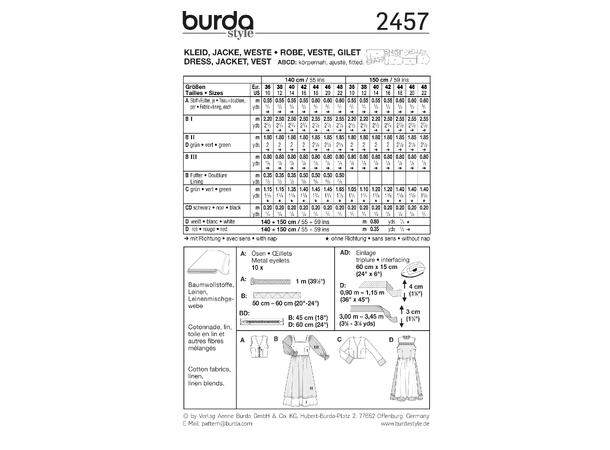 Burda 2457 - Kjole, vest og jakke