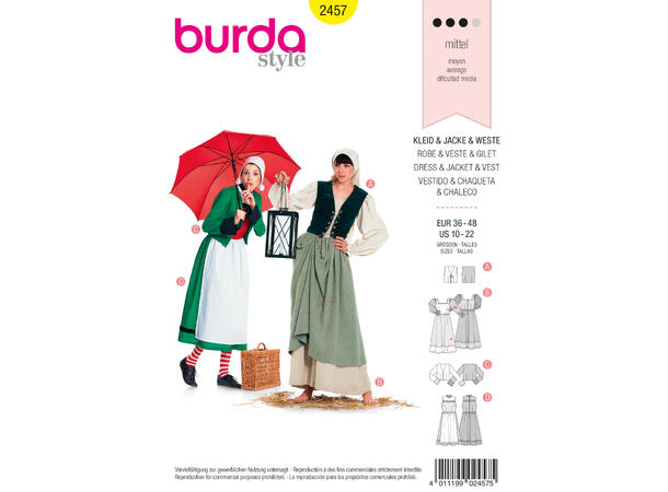 Burda 2457 - Kjole, vest og jakke