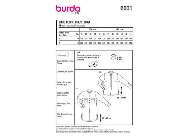 Burda 6001, Bluse
