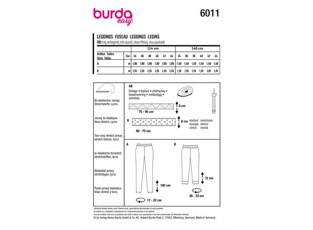 Burda 6011 - Leggings, tights