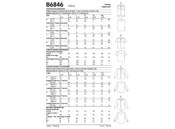 Butterick 6846, unisex skjorte