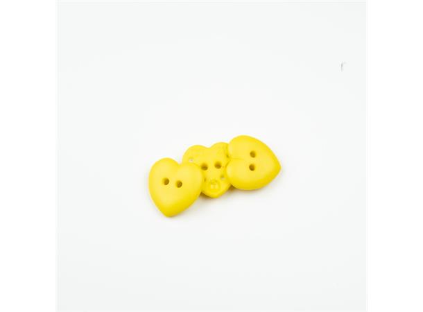 Hjerteformet knapp, gul 15mm