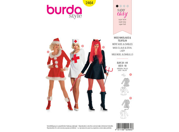 Burda 2464 - Miss Claus og djevelkostyme