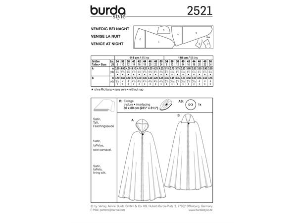 Burda 2521 - Venezia kappe