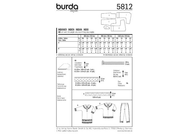 Burda 5812 - Amerikansk urbefolkning antrekk, barn