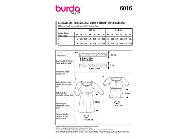 Burda 6016 - Kjole og bluse