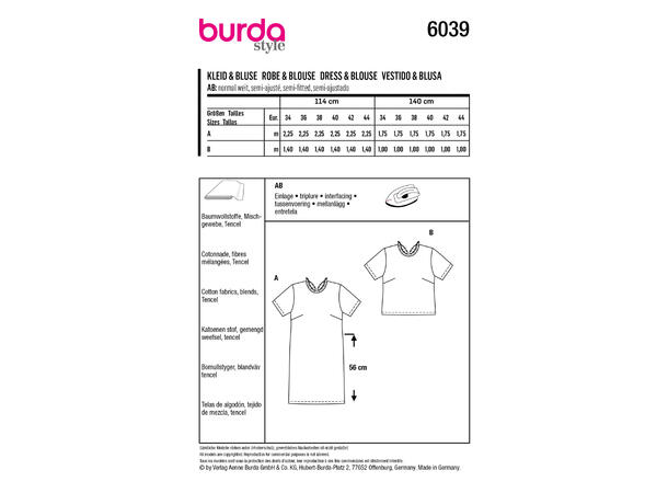Burda 6039 - Kjole & bluse
