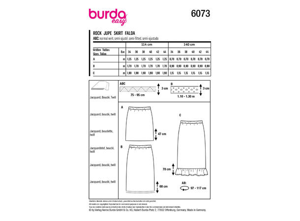 Burda 6073, Skjørt