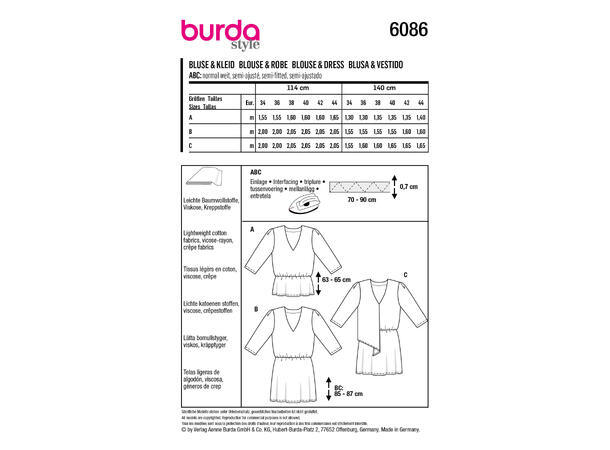 Burda 6086, Kjole og bluse