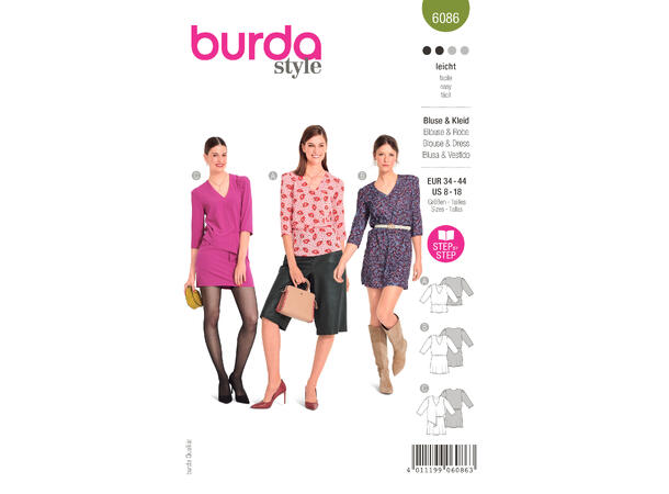 Burda 6086, Kjole og bluse