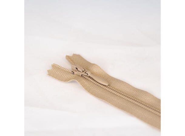 Tynn plastglidelås 12cm Beige