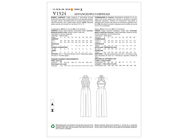 Vogue 1524 - Jumpsuit E5 (14-16-18-20-22)