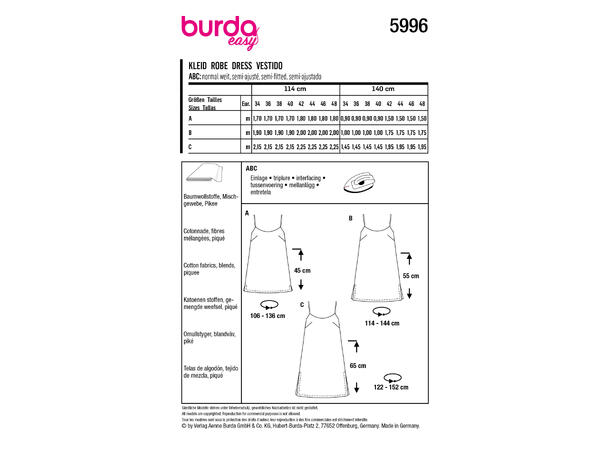 Burda 5996, Kjole