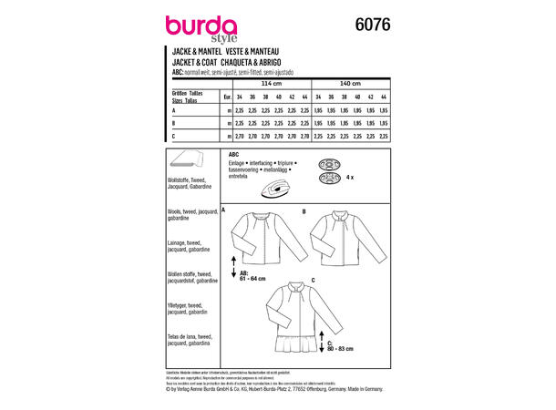 Burda 6076, Jakke og kåpe