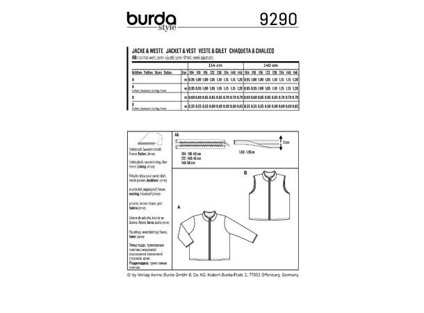Burda 9290 - Jakke og Vest
