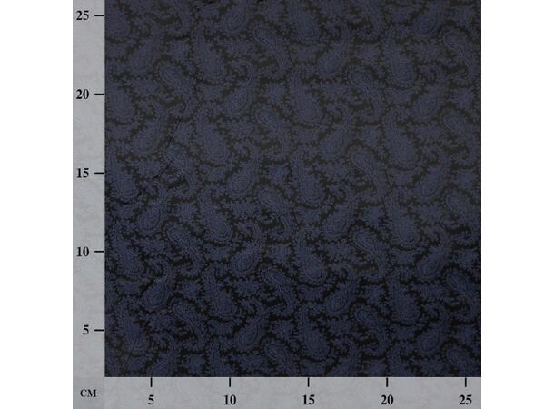 Printet fôrstoff, twill viskose i sort/marine