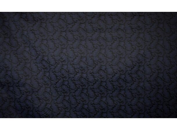 Printet fôrstoff, twill viskose i sort/marine