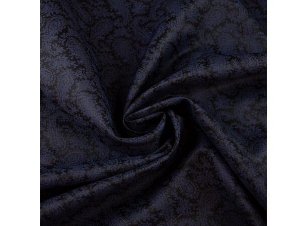 Printet fôrstoff, twill viskose i sort/marine