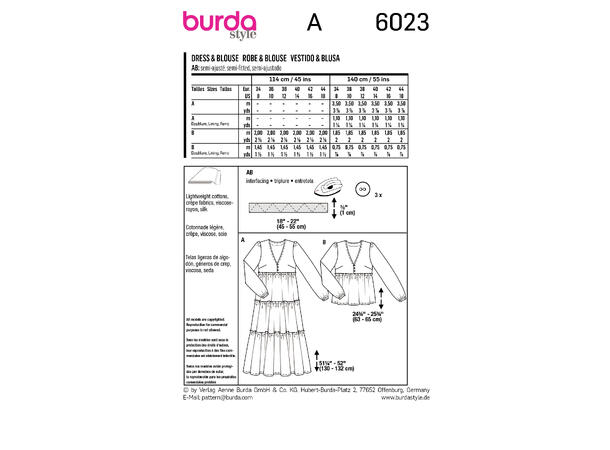 Burda 6023 - Kjole og bluse