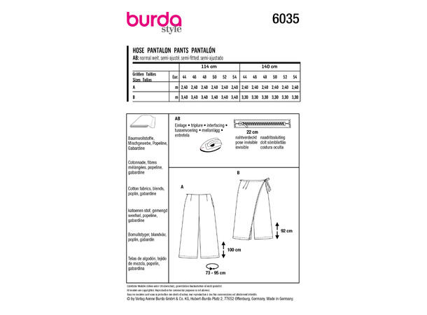 Burda 6035 - Bukser