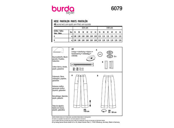 Burda 6079, Bukser