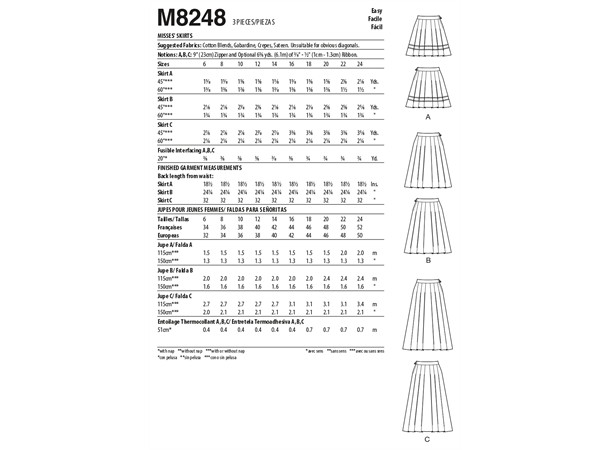 McCall's 8248 - Foldeskjørt A5 (6-8-10-12-14)