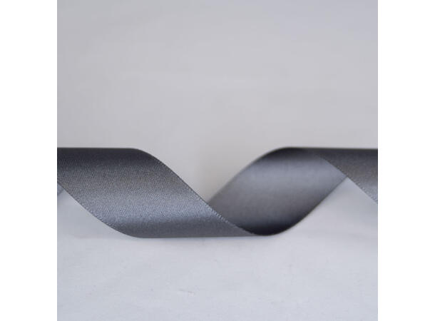 Resirkulert satengbånd Mørkegrå, 25mm