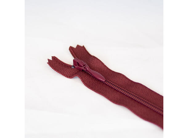 Tynn plastglidelås 18cm Burgunder