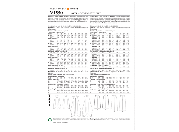 Vogue 1550 - Tunika og Bukse.