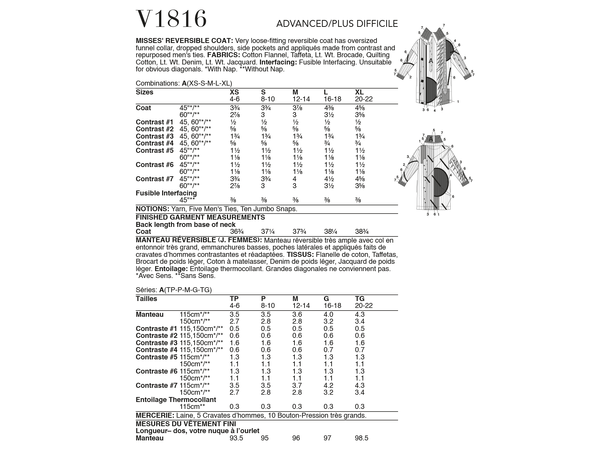 Vogue 1816 - Reversibel jakke.